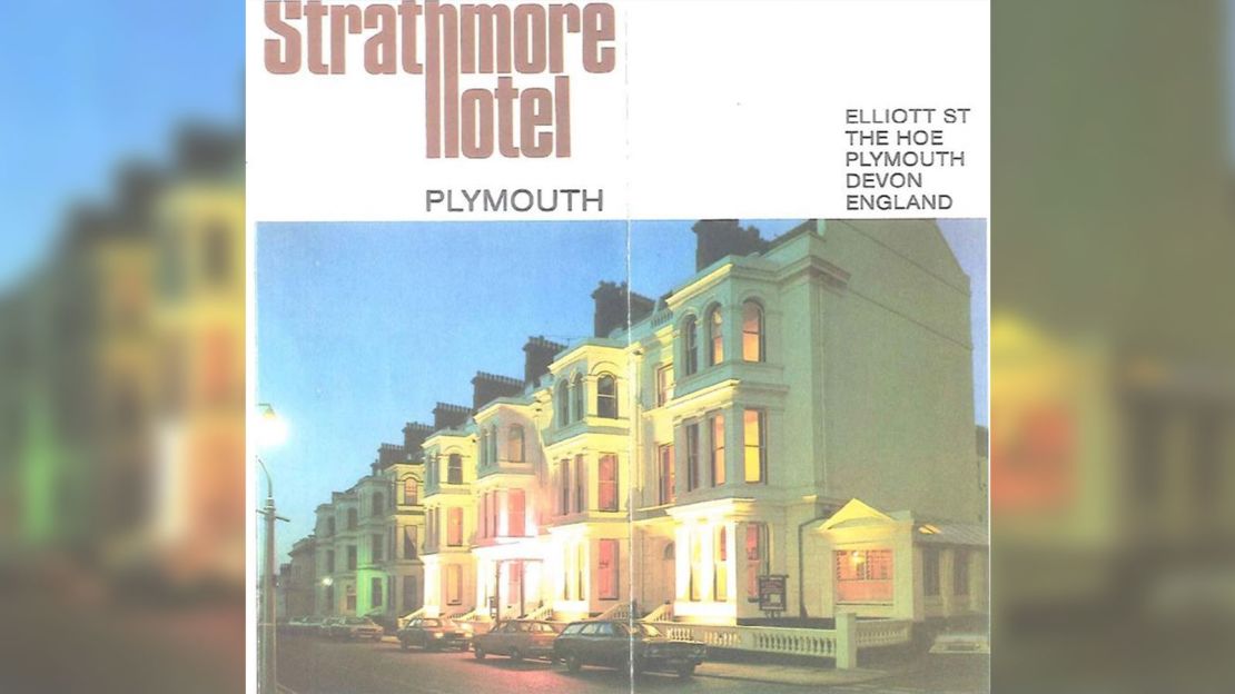 A poster showing the Strathmore Hotel, where the rapes took place.