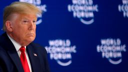 TOPSHOT - US President Donald Trump addresses the World Economic Forum in Davos, on January 21, 2020. (Photo by JIM WATSON / AFP) (Photo by JIM WATSON/AFP via Getty Images)