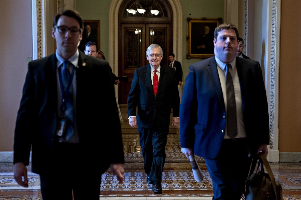 McConnell arrives at the Capitol on January 21.