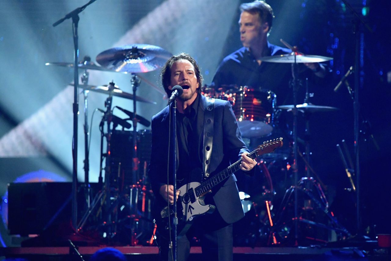Over the last two decades, Pearl Jam (lead singer Eddie Vedder pictured) say they have commissioned scientists to calculate the carbon footprint from each of their tours and have donated to environmental initiatives to offset their emissions. 