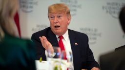 President Donald Trump speaks during a dinner with global business leaders at the World Economic Forum, Tuesday, Jan. 21, 2020, in Davos, Switzerland. (AP Photo/ Evan Vucci)