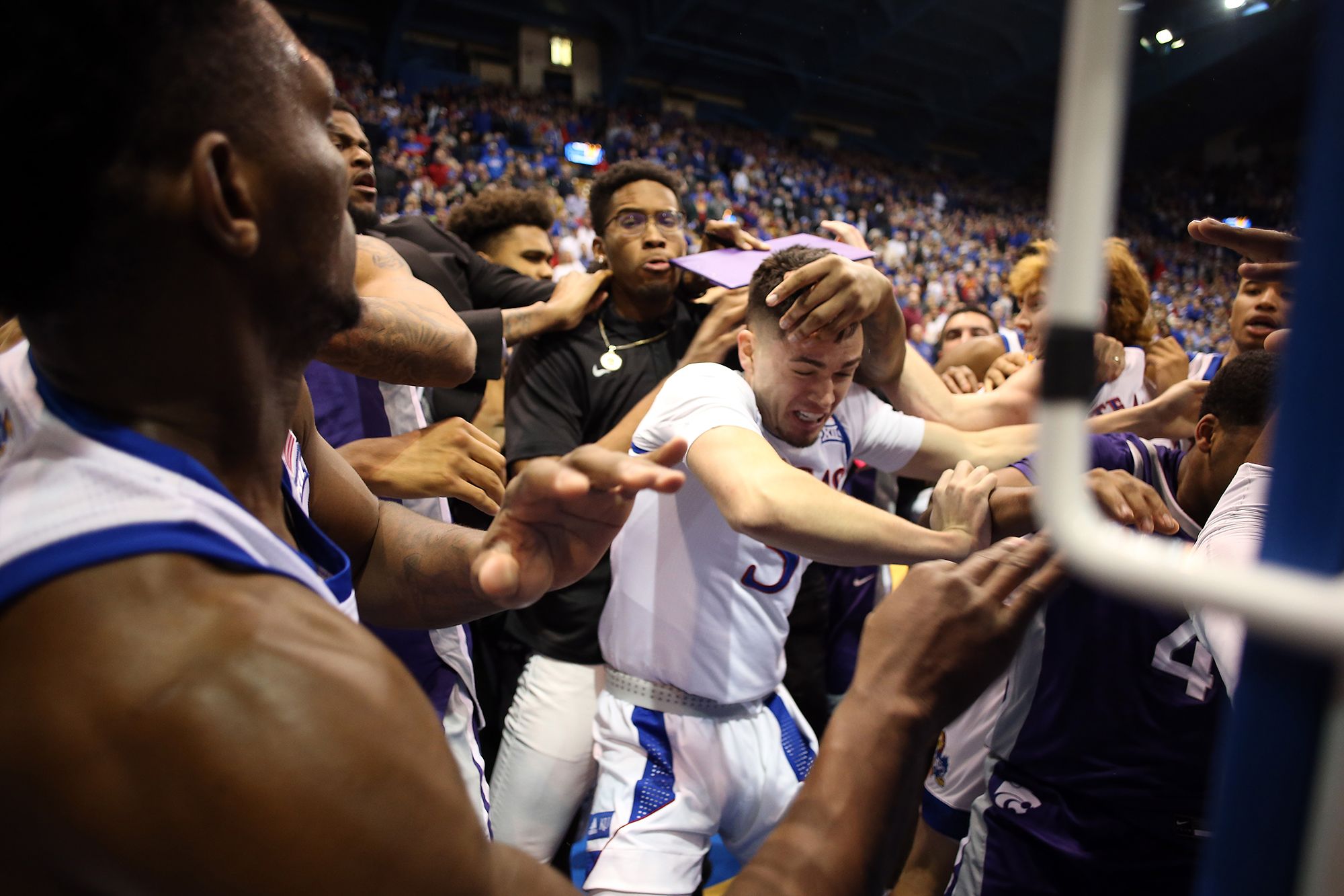 Big 12 suspends 2 KU, 2 KSU players after basketball brawl