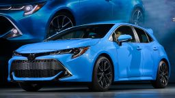 Jack Hollis, group vice president and general manager of the Toyota Division at Toyota Motor North America (TMNA), speaks about the 2019 Toyota Corolla after its unveiling at the New York International Auto Show, March 28, 2018 at the Jacob K. Javits Convention Center in New York City.