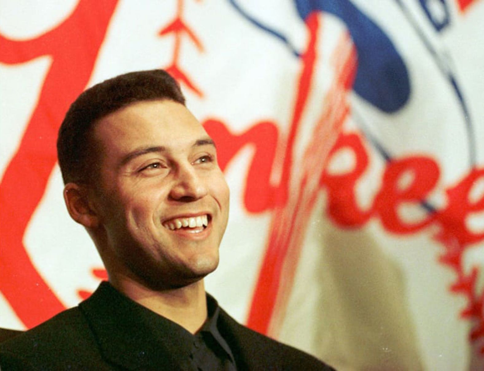 Jeter smiles at a November 1996 news conference after he was named the American League Rookie of the Year.
