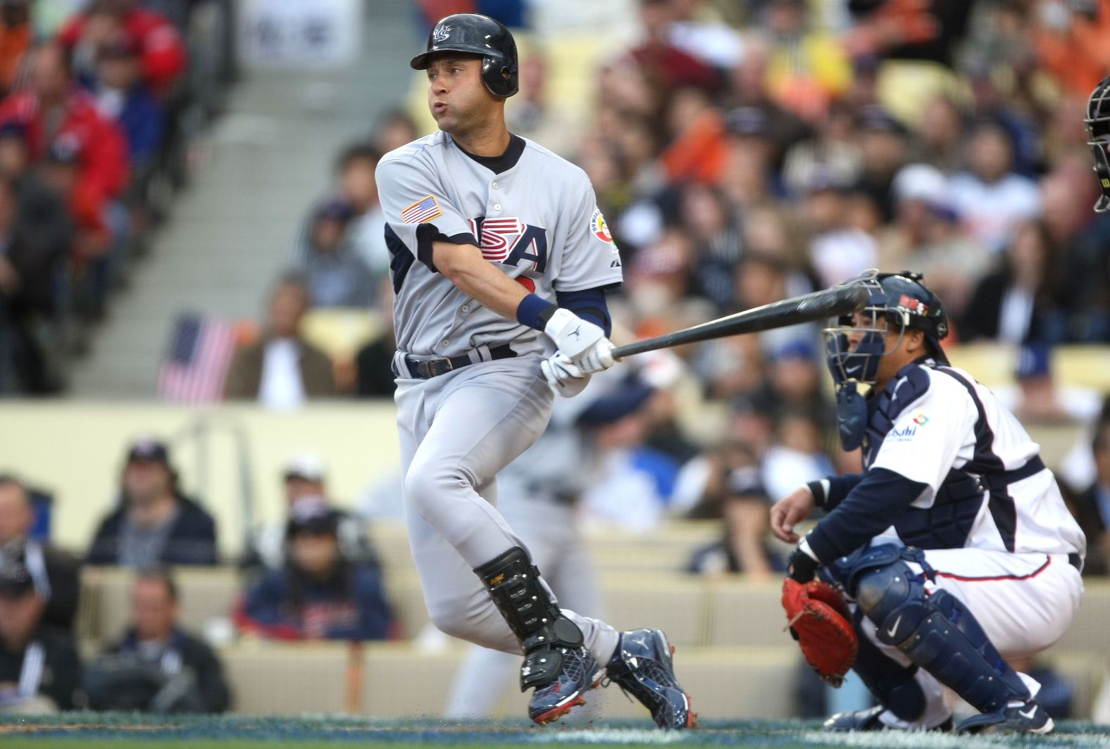 Jeter plays for the United States during the semifinals of the World Baseball Classic in March 2009.