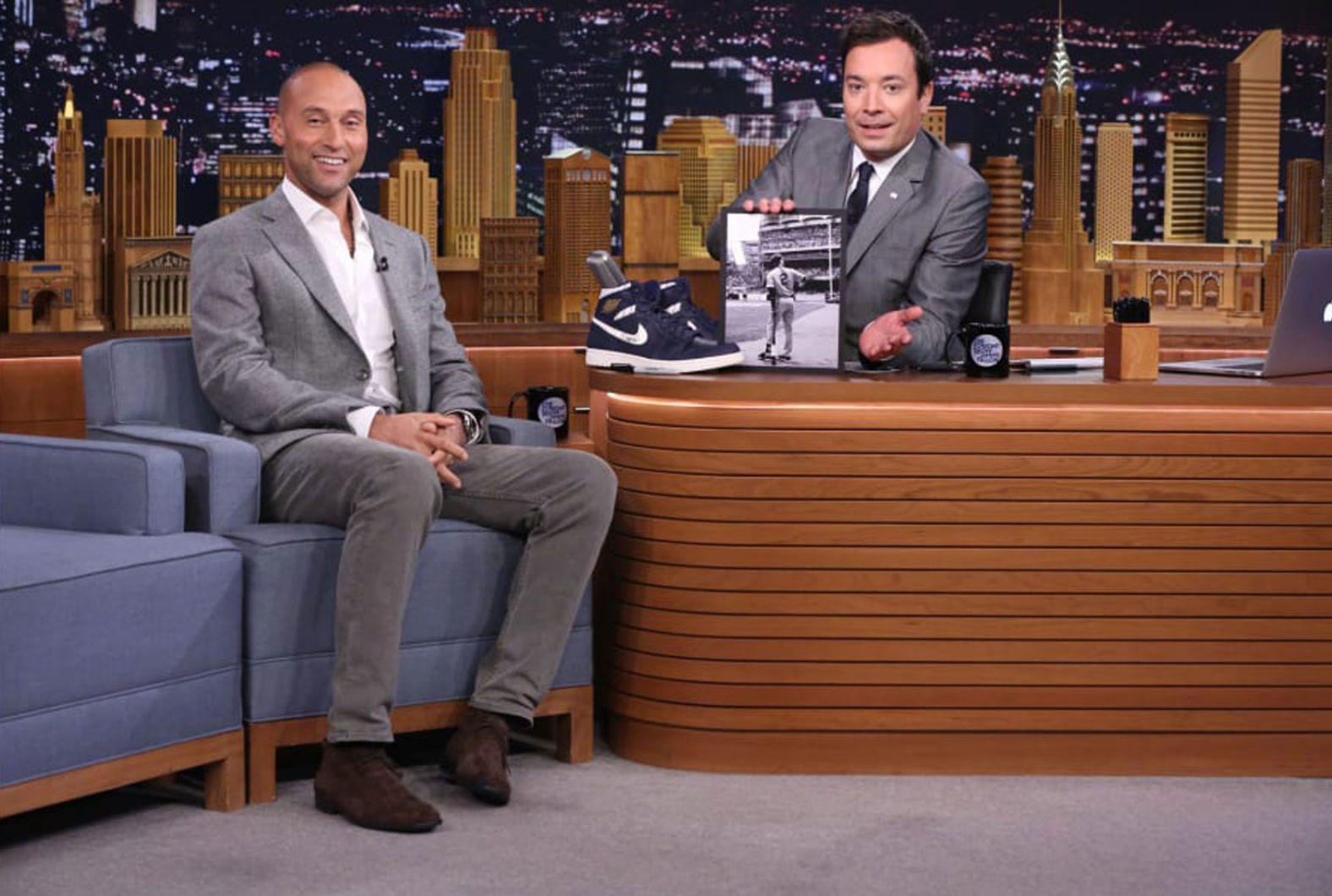 Jeter is interviewed by "Tonight Show" host Jimmy Fallon in October 2014.