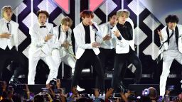 South Korean boy band BTS performs onstage during the KIIS FM's iHeartRadio Jingle Ball at the Forum Los Angeles in Inglewood, California on December 6, 2019.