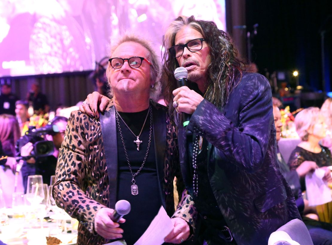 Joey Kramer (L) and Steven Tyler at Steven Tyler and Live Nation presents Inaugural Janie's Fund Gala & GRAMMY Viewing Party at Red Studios on January 28, 2018 in Los Angeles, California.