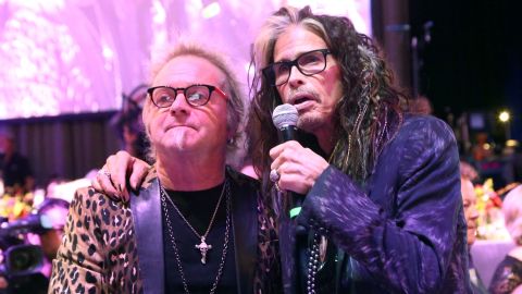 Joey Kramer (L) and Steven Tyler at Steven Tyler and Live Nation presents Inaugural Janie's Fund Gala & GRAMMY Viewing Party at Red Studios on January 28, 2018 in Los Angeles, California.