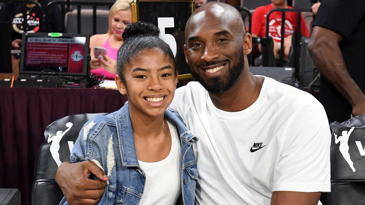 Gianna Bryant and her father, former NBA player Kobe Bryant, attend the WNBA All-Star Game 2019 at the Mandalay Bay Events Center in Las Vegas.