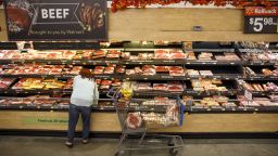 A customer views beef displayed for sale at a Walmart Inc. store in Burbank, California, U.S., on Tuesday, Nov. 26, 2019. A PWC survey shows that 36% of consumers surveyed plan to shop on Black Friday. Deals will ultimately dictate where spending and visits go. Photographer: Patrick T. Fallon/Bloomberg via Getty Images