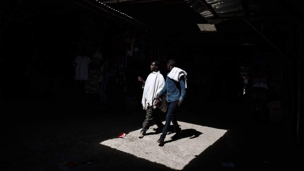 <strong>Mekelle, Ethiopia:</strong> In January, two men take a stroll along the main market in the capital city of the Tigray region.