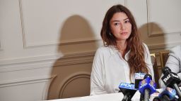 NEW YORK, NY - OCTOBER 24:  New alleged victim of Harvey Weinstein, Mimi Haleyi (L) speaks at a press conference held by Attorney Gloria Allred  at Lotte New York Palace on October 24, 2017 in New York City.  (Photo by Mike Coppola/Getty Images)
