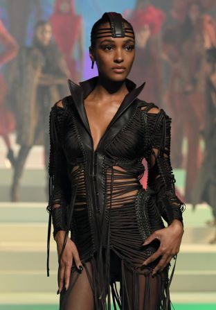 Jourdan Dunn walks the runway during the Jean Paul Gaultier Haute Couture Spring/Summer 2020 show.