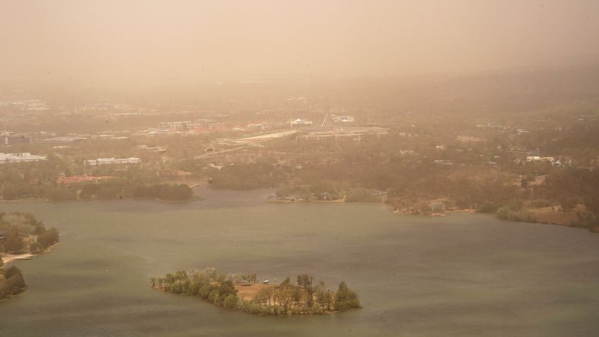 CANBERRA, AUSTRALIA - JANUARY 23: An aerial view of bushfire smoke over Canberra on January 23, 2020 in Canberra, Australia. The fire on Kallaroo road in Pialligo by Canberra Airport remains at watch and act level, after being downgraded overnight. (Photo by Mark Evans/Getty Images)