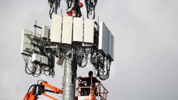 OREM, UT - NOVEMBER 26: Workers rebuild a cellular tower with 5G equipment for the Verizon network on November 26, 2019 in Orem, Utah. The new 5G networks that are coming soon, will be 10x faster than the old 4G networks. (Photo by George Frey/Getty Images)