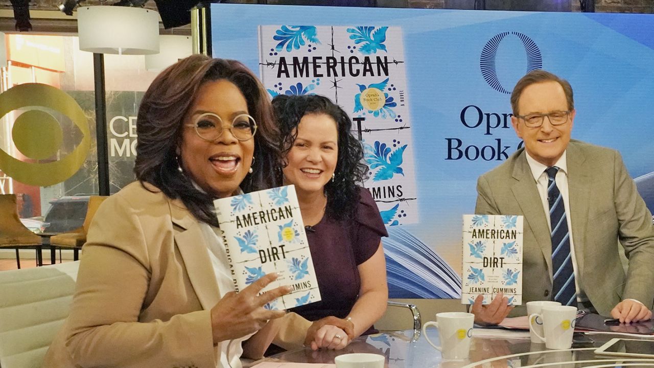 Oprah Winfrey appearing on CBS Tuesday with "American Dirt" author Jeanine Cummins.