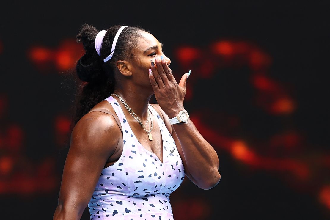 Serena Williams reacts after losing her third round match against Qiang Wang at the Australian Open.