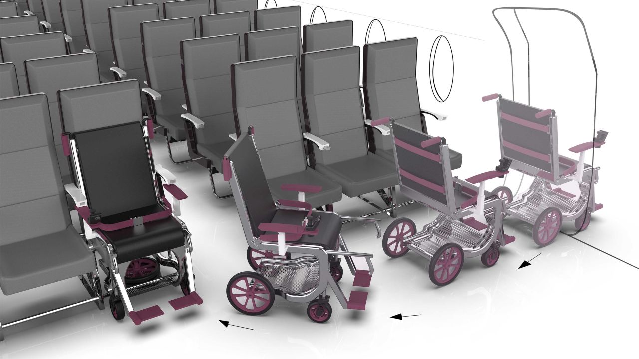 <strong>Accessible aviation</strong>: Nominees in the "Passenger Comfort Hardware" category included Ciara Crawford's ROW1 seat -- an airplane seat that allows a wheelchair to be fitted seamlessly into the row, allowing for a more accessible airplane experience.