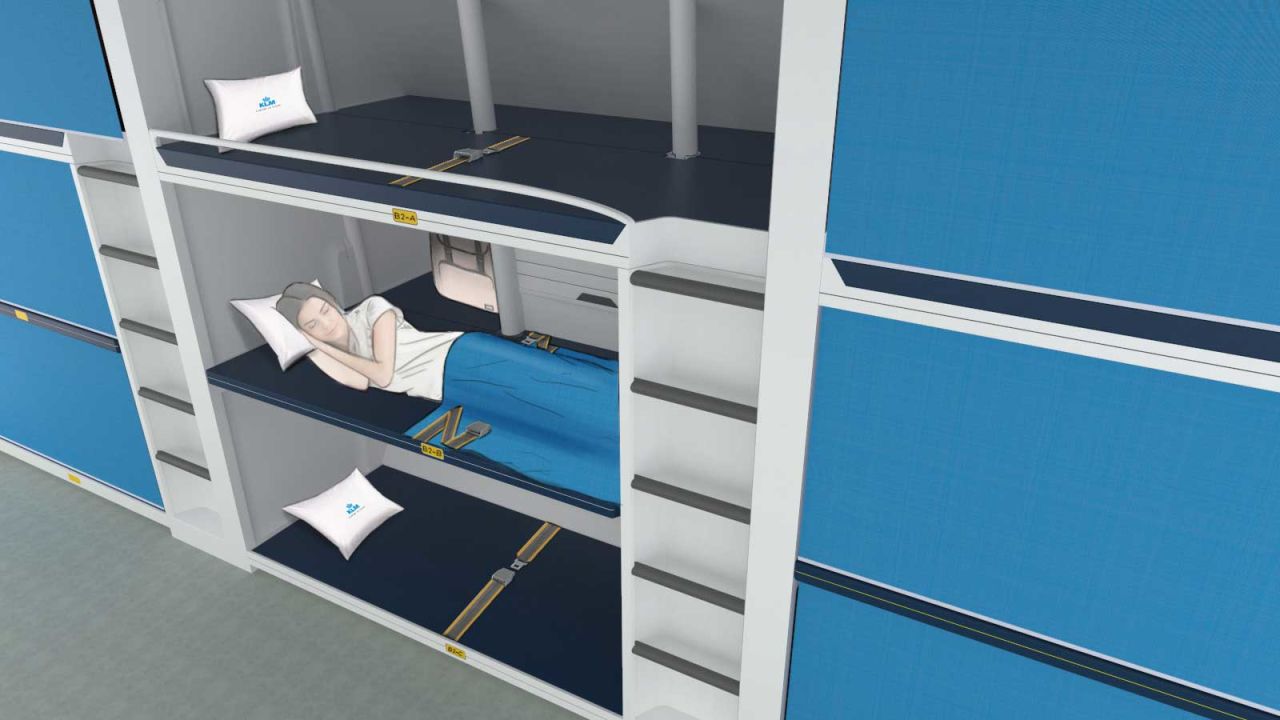 <strong>Shortlisted idea:</strong> The shortlist included some fascinating concepts for airline cabins of the future, including Delft University of Technology in the Netherlands' seats that convert into bunk-beds, designed for the Flying V jet.