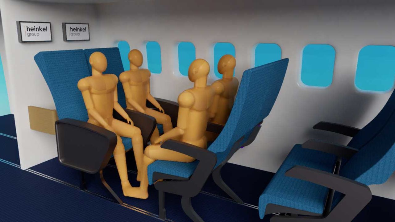<strong>Flexible concepts: </strong>The idea behind Heinkel Group's Flex Lounge concept was that post-takeoff, flight attendants could rearrange the rows so that passengers traveling together can face one another in rows of three. Flex Lounge is unlikely to make it to market, as Heinkel Group founder Tom Heinkel has since switched directions.