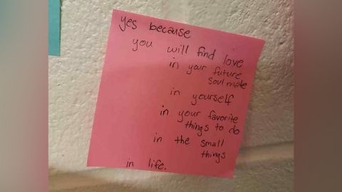 School officials plan to move the notes to a hallway so more students can paste messages.