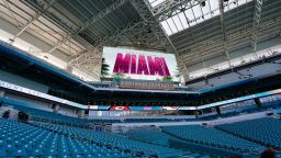 A view of Hard Rock Stadium as organizers prepare for Super Bowl LIV.