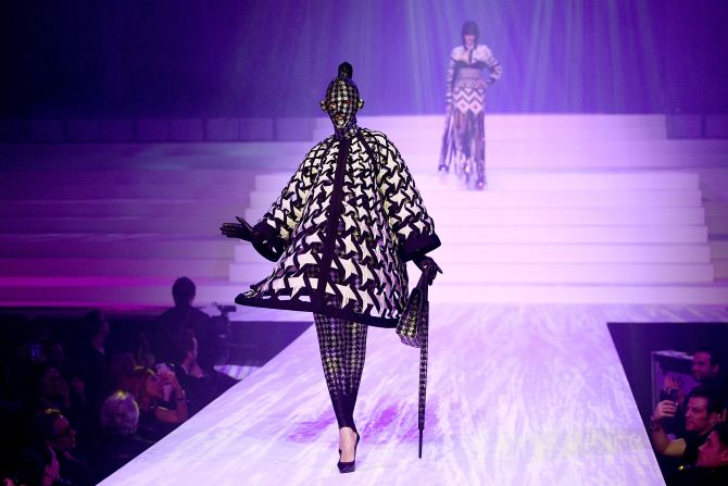 A model presents a creation by Jean Paul Gaultier during the Women's Spring-Summer 2020 Haute Couture collection fashion show in Paris, on January 22, 2020. (Photo by Anne-Christine POUJOULAT / AFP) (Photo by ANNE-CHRISTINE POUJOULAT/AFP via Getty Images)