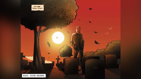 The promotional art for the upcoming comic shows the Hardy Boys mourning the death of Nancy Drew.
