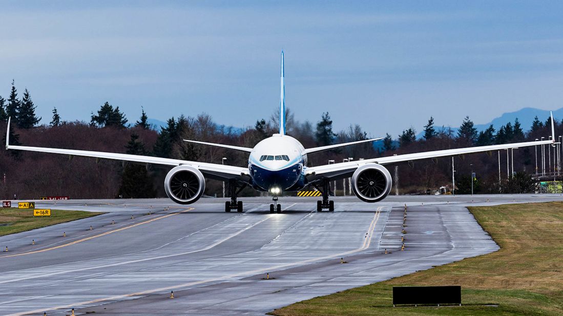 <strong>Boeing 777X-9:</strong> Making its debut flight, the world's longest and largest twin-engine airliner rocketed down runway 34Left at 9:08 a.m. local time at Paine Field, north of Seattle, to complete a successful test run on January 25, 2020. 