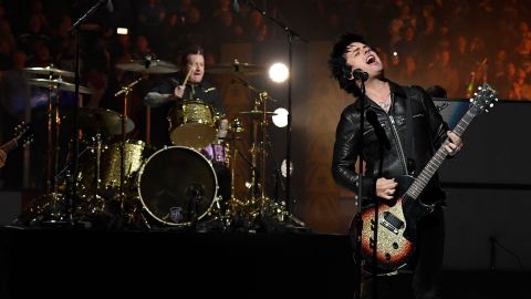 Billie Joe Armstrong of Green Day performs during the 2020 NHL All-Star Game at the Enterprise Center on Saturday in St Louis, Missouri.