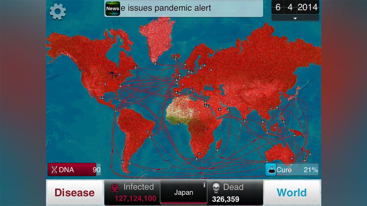 Plague Inc. players can watch as their disease spreads from country to country.