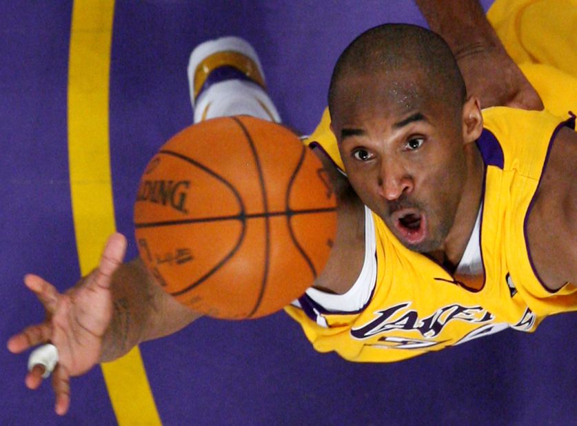 Bryant jumps for a rebound against the Denver Nuggets during Game 2 of the Western Conference Finals during the 2009 NBA Playoffs.