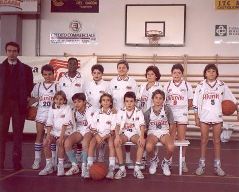 Bryant's youth basketball team poses for a picture in the early 1990s in Reggio Emilia, Italy.