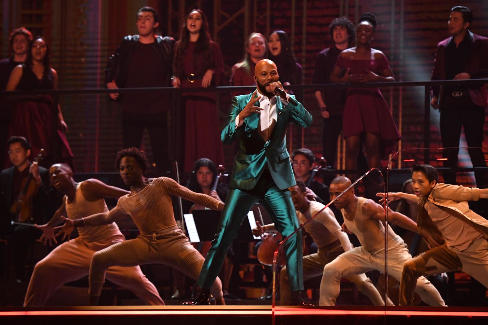 American rapper Common performs during the Grammys.