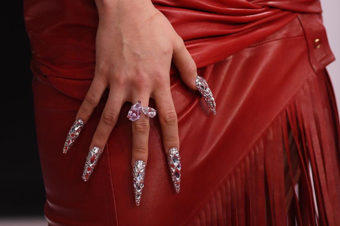 Close up of Rosalia's ornate nails. 
