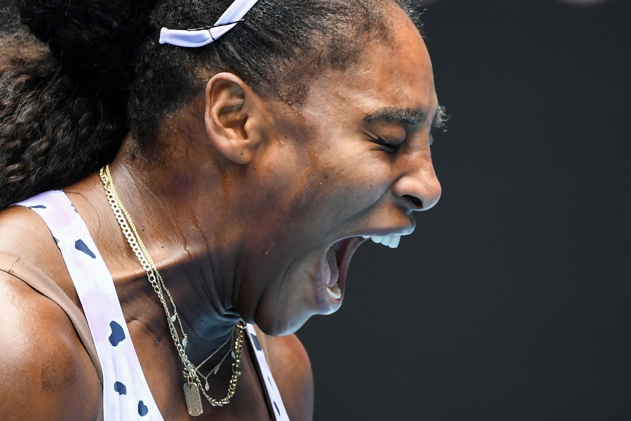 Serena Williams reacts after scoring a point against Qiang Wang during Day 5 of the Australian Open on Friday, January 25.  <a href="https://www.cnn.com/2020/01/24/tennis/qiang-wang-serena-williams-australian-open-hnk-scli-intl/index.html" target="_blank">The US star was stunned by China's Qiang Wang who edged past Williams 6-4 6-7 7-5. </a>