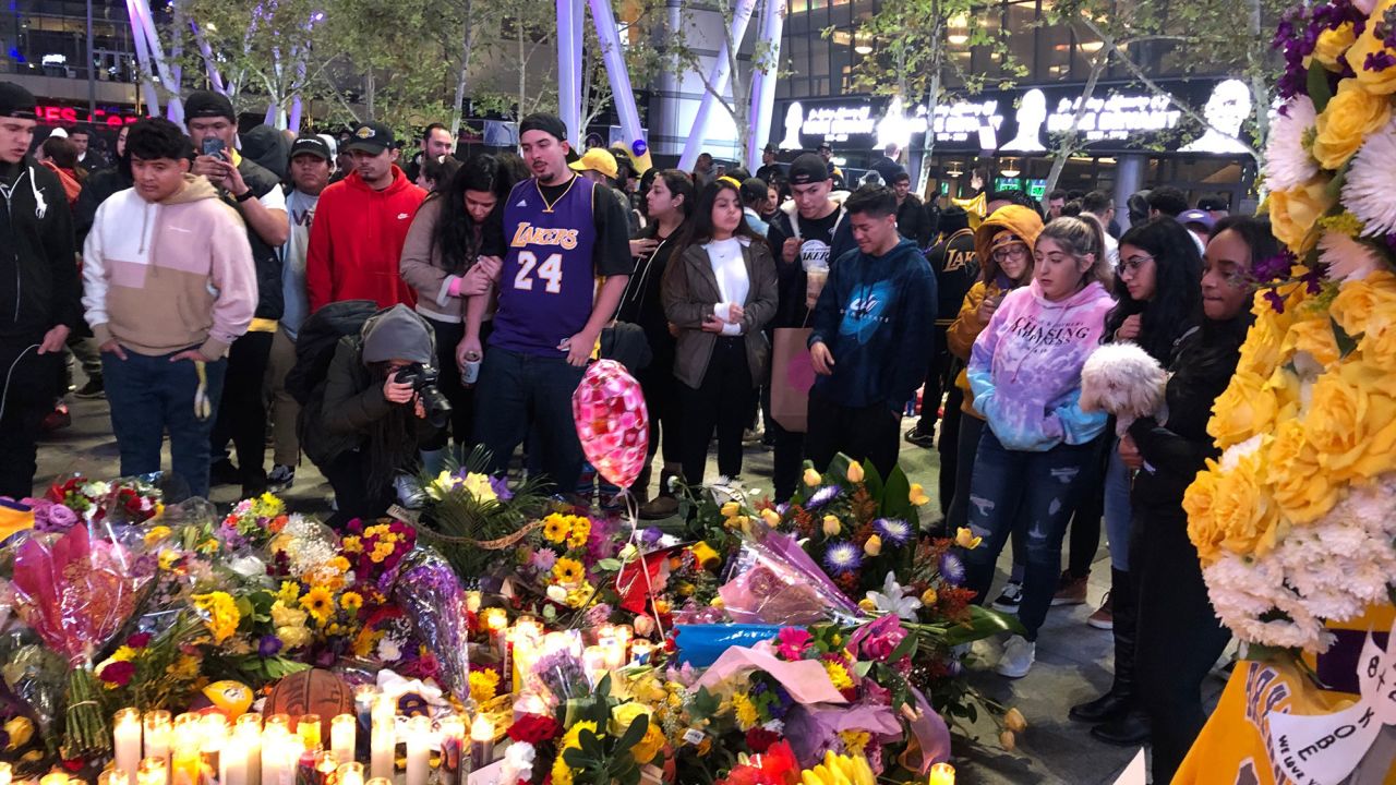 Fans near the Staples Center
