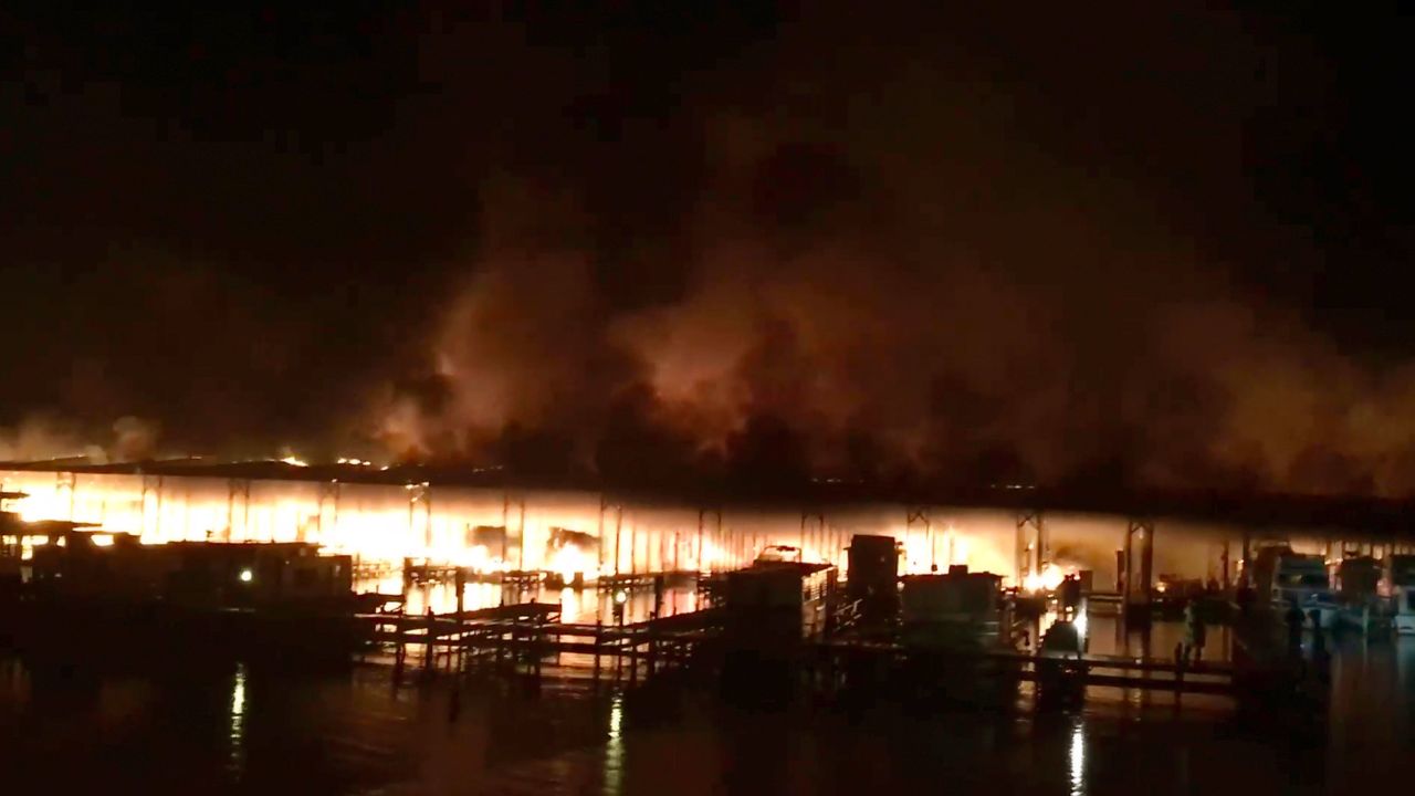 This photo provided by Mandy Durham shows Monday morning's fire.