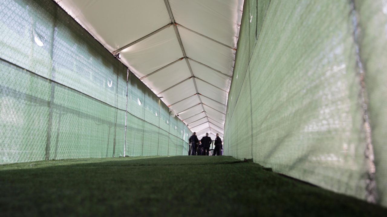 A new tent court, Tuesday, Sept. 17, 2019, in Laredo, Texas.