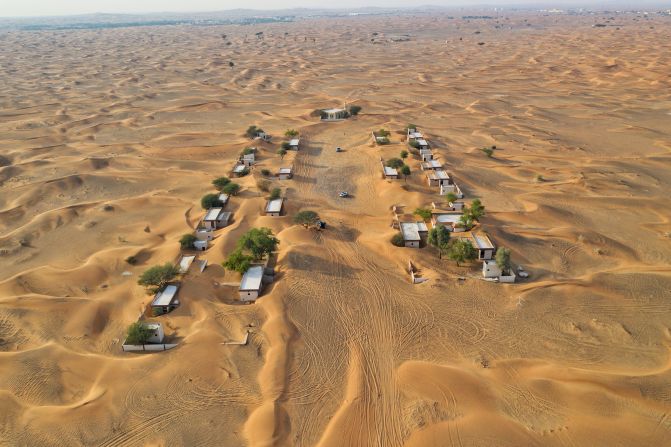 Aerial view of Al Madam, United Arab Emirates. There is no definitive explanation of why the village was abandoned, and the mystery is proving a powerful attraction to visitors. 