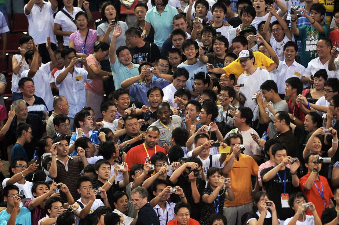 Kobe Bryant makes his way through the crowd of Chinese fans at the 2008 Beijing Olympics.