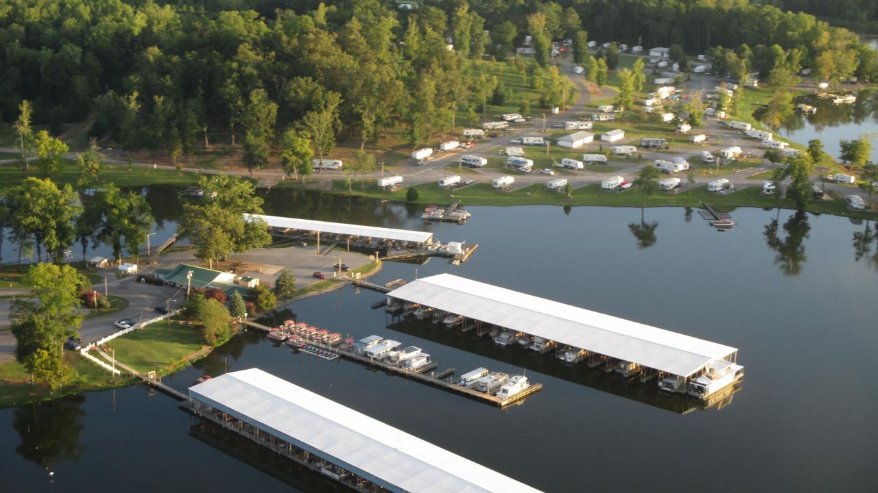 The dock that burned is the one that extends farthest to the right in this file photo, according to Chief Deputy Rocky Harnen of the Jackson County Sheriff's Department.