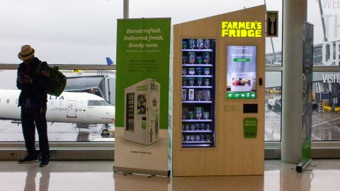 A Farmer's Fridge vending machine at the Indianpolis International Airport.