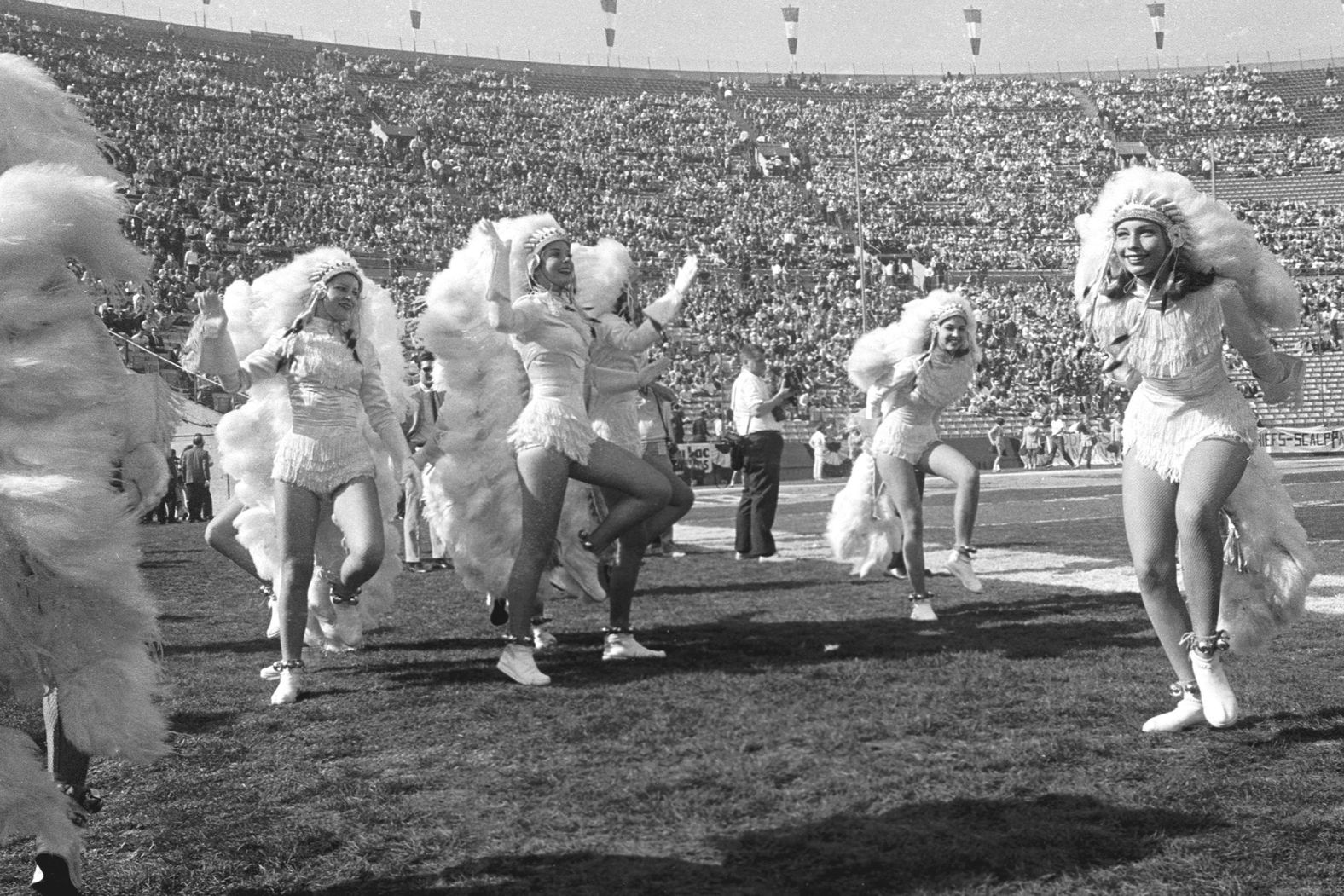 Cheerleaders perform during the game.