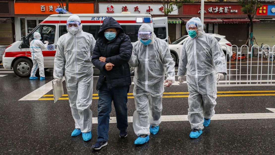 Medical staff in Wuhan on January 26.
