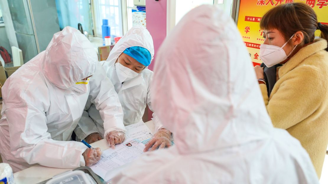 A suspected patient of coronavirus at a community health station in Wuhan, China.