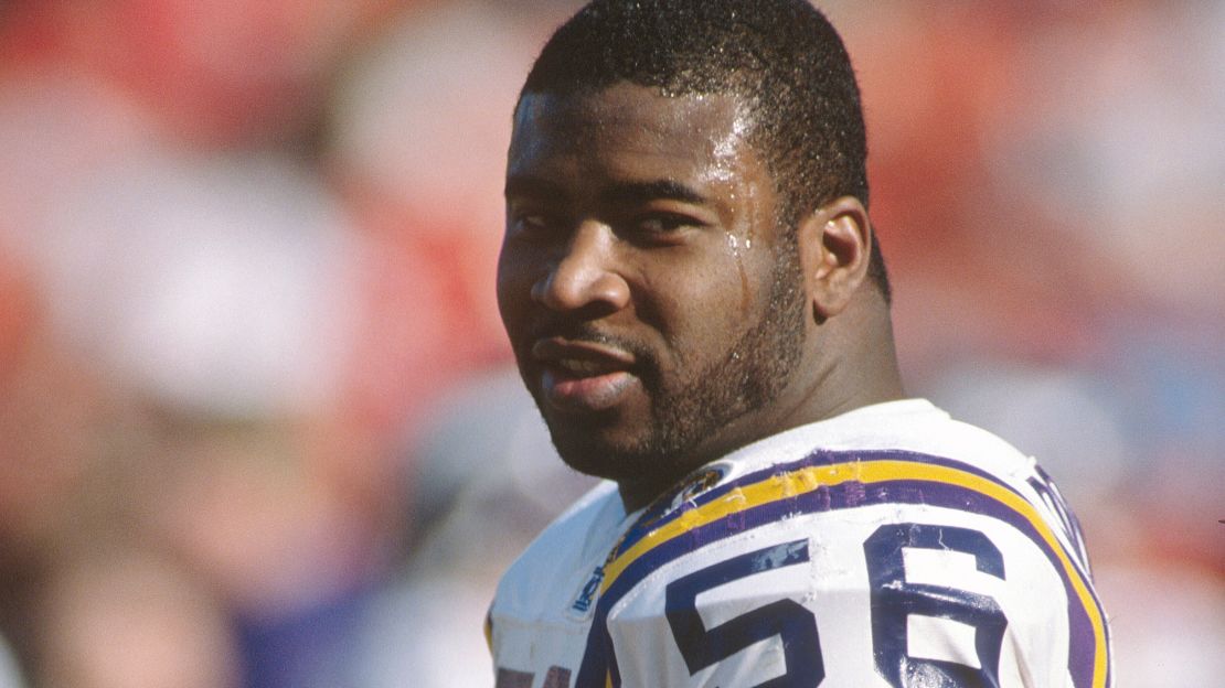 Chris Doleman #56 of the Minnesota Vikings looks on during an NFL football game in 1992. Doleman played for the Vikings from 1985-93 and in 1999.