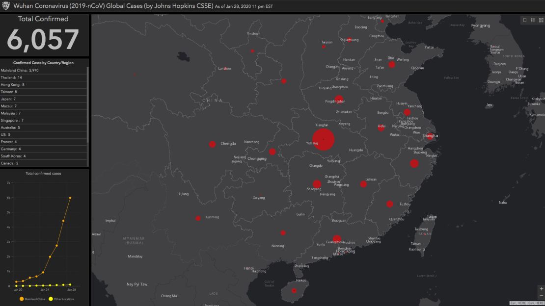 The coronavirus case map updates in real time as global health agencies confirm more cases. 