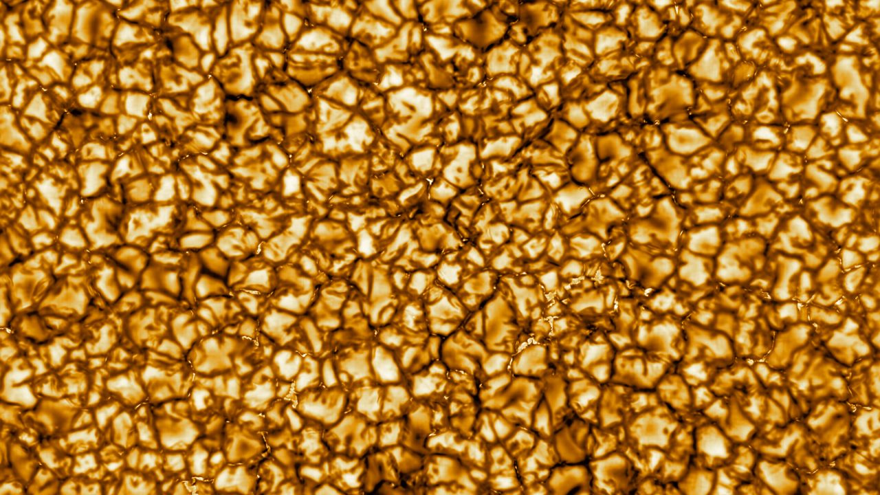 The Daniel K. Inouye Solar Telescope has produced the highest resolution image of the sun's surface ever taken. In this picture, taken at 789 nanometers (nm), we can see features as small as 18 miles in size for the first time ever. The image shows a pattern of turbulent, "boiling" gas that covers the entire sun. 